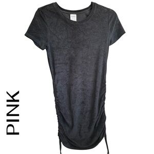 Victoria's Secret PINK Normcore Beach Terry Ruched Side Dress Black S